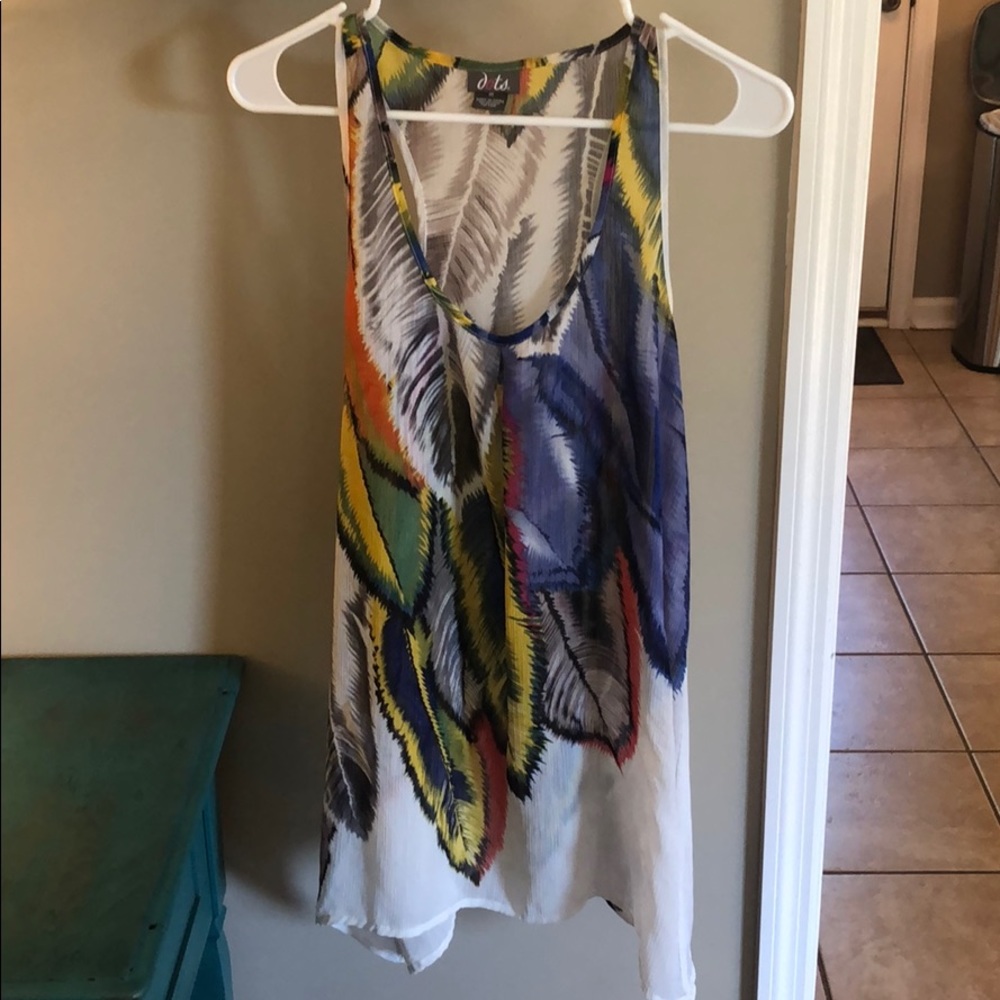 Colorful Feather Sheer Tank